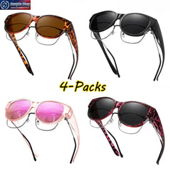 Summerwins 4-Pack Men'S Polarized Fit-Over Outdoor Fashion Sunglasses, Large Frame UV400 Protection, Anti-Glare Driving Shades for Prescription Glasses Wearers, Lightweight Outdoor Eyewear for Travel, Daily Use