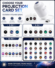2-In-1 Galaxy Projector Night Light, USB Starry Sky Night Light Projector with Adjustable Brightness, Hd Smart Dynamic 5D Holographic Night Light Projector (With 3/6/12/24 Films)