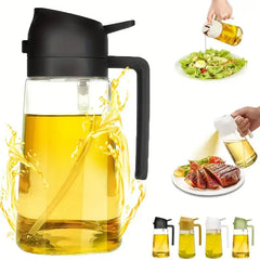 2-in-1 Kitchen Oil Sprayer and Dispenser Bottle, Plastic Oil Mister for Cooking, BBQ, Baking, Roasting and Picnic