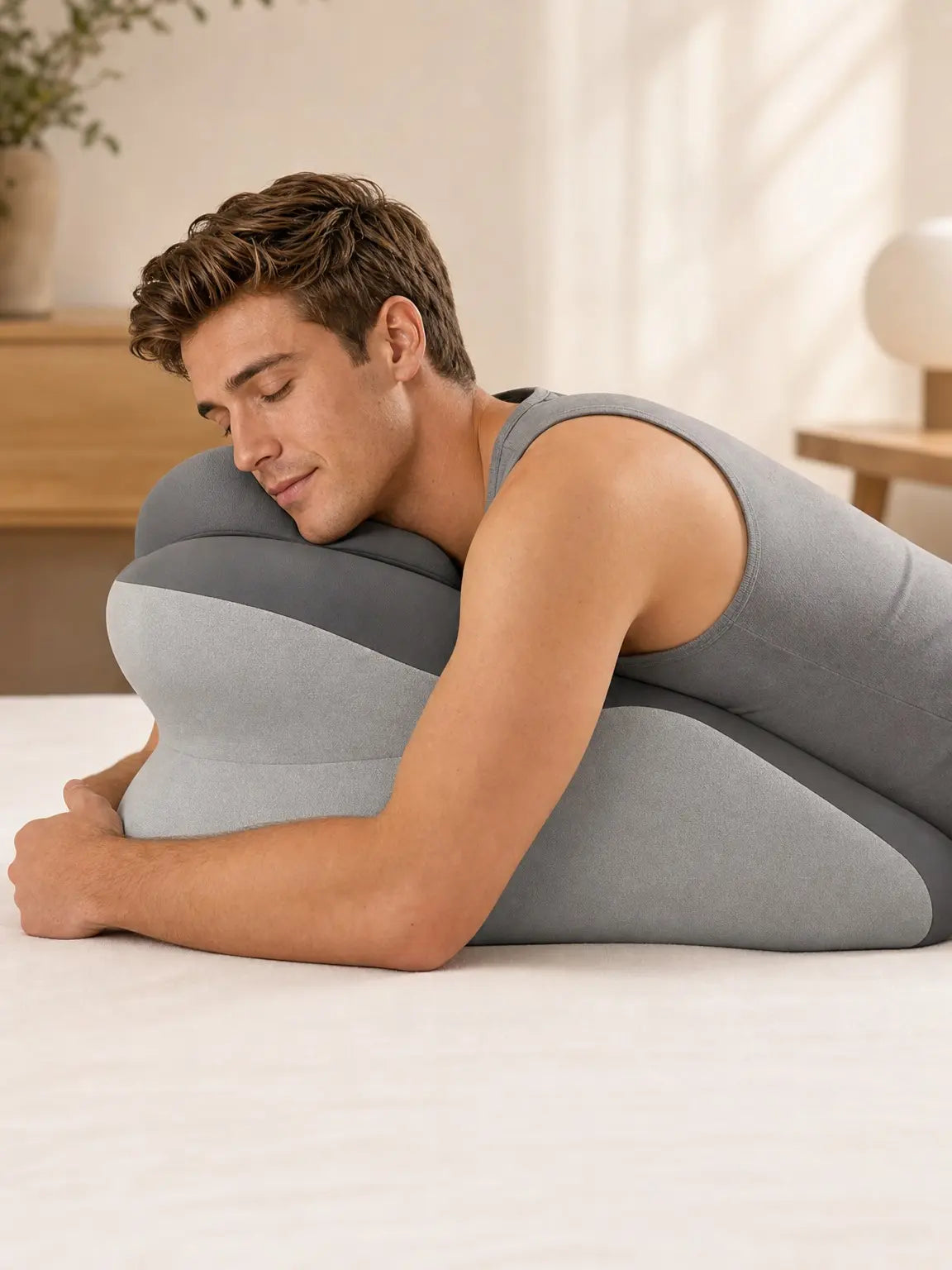 Ergonomic Cooling Fabric Reading Pillow - Premium Memory Foam Supportive Head Cushion, Cervical Neck Pillow for Neck Care, Adjustable Head Rest, Face down Relaxing