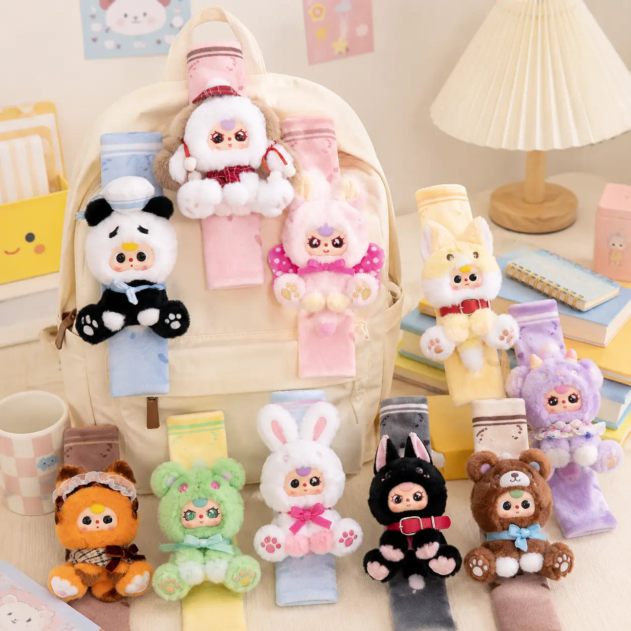 Brand New Plush Baby Collectible Blind Box with 3 Car Seat Belt Shoulder Accessories