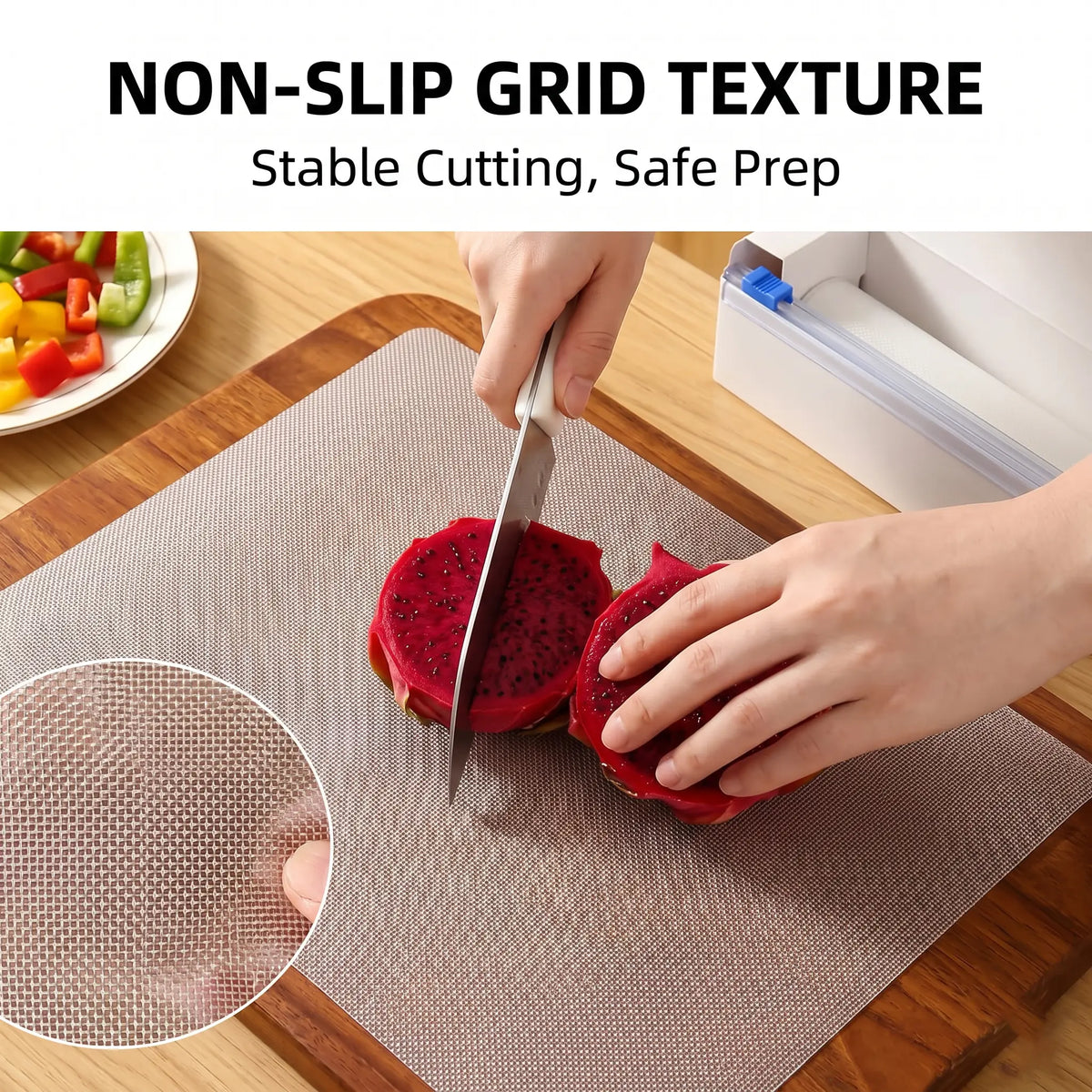 Non-Slip Disposable Cutting Board Mat - Plastic, Sticky, Food Contact Safe, Easy to Clean, Portable for Fruits, Baby Food, Outdoor Use, Chopping Kitchen