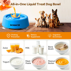 Normon Slow Feeder Dog Bowl with Suction Base, No-Spill Dog Lick Bowl for Bone Broth, Yogurt & Liquid Treats, Rolling Ball Pet Feeding Bowl for Puppies, Small Medium Large Dogs