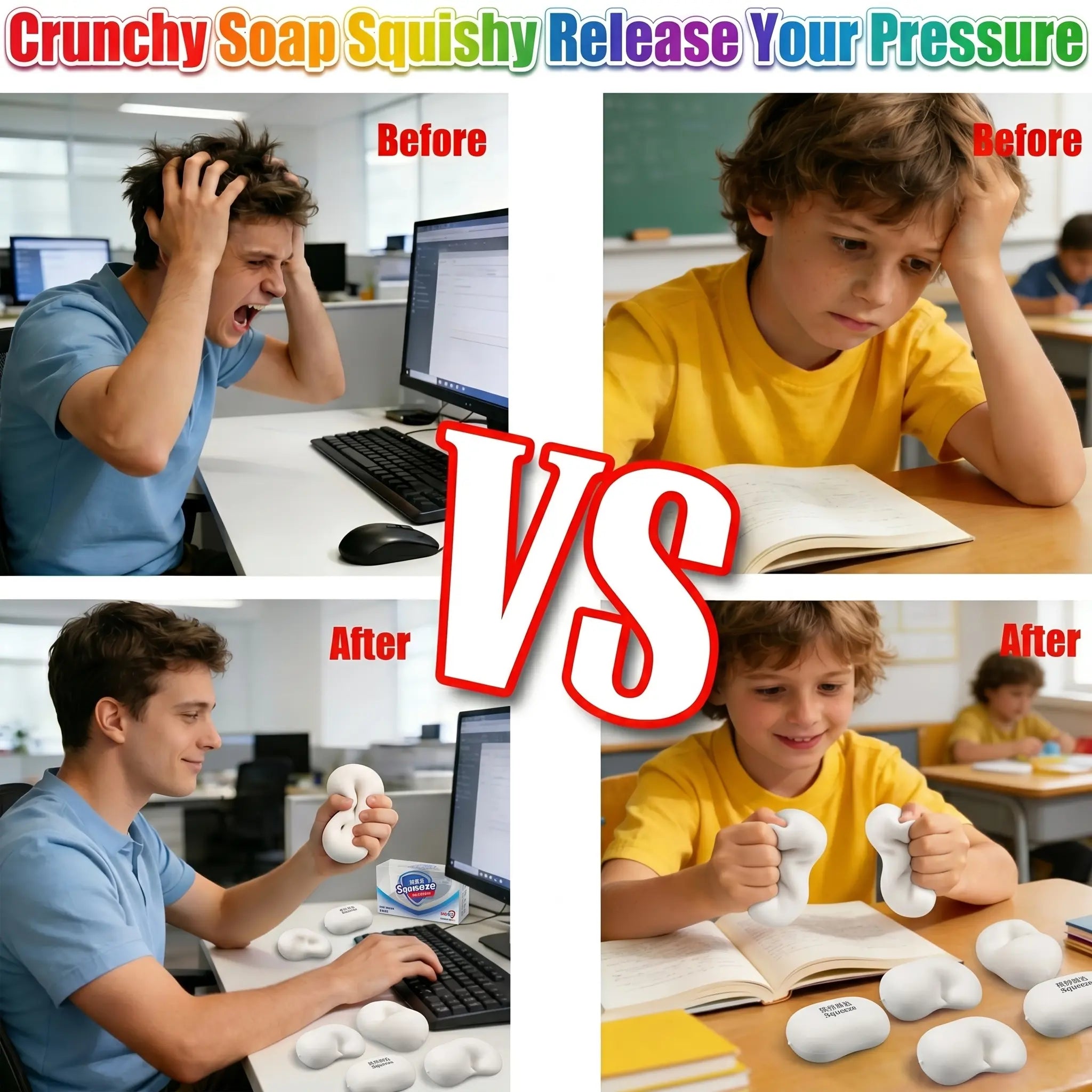 Soap Ball Squishy Soap Stress Ball Fidget Toy Crunchy Squeeze Ball round Blocks Filled ASMR anti Stress Toys for Kids & Adults