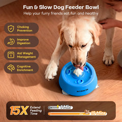 Normon Slow Feeder Dog Bowl with Suction Base, No-Spill Dog Lick Bowl for Bone Broth, Yogurt & Liquid Treats, Rolling Ball Pet Feeding Bowl for Puppies, Small Medium Large Dogs