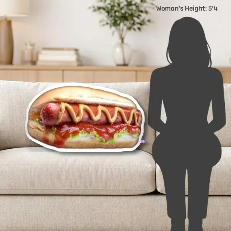 Hotdog Pillow | All about Vibe – Realistic 3D Hot Dog Throw Pillow for Couch & Bed Decor | Ultra-Soft Plush, Funny Foodie Gift, Made in USA
