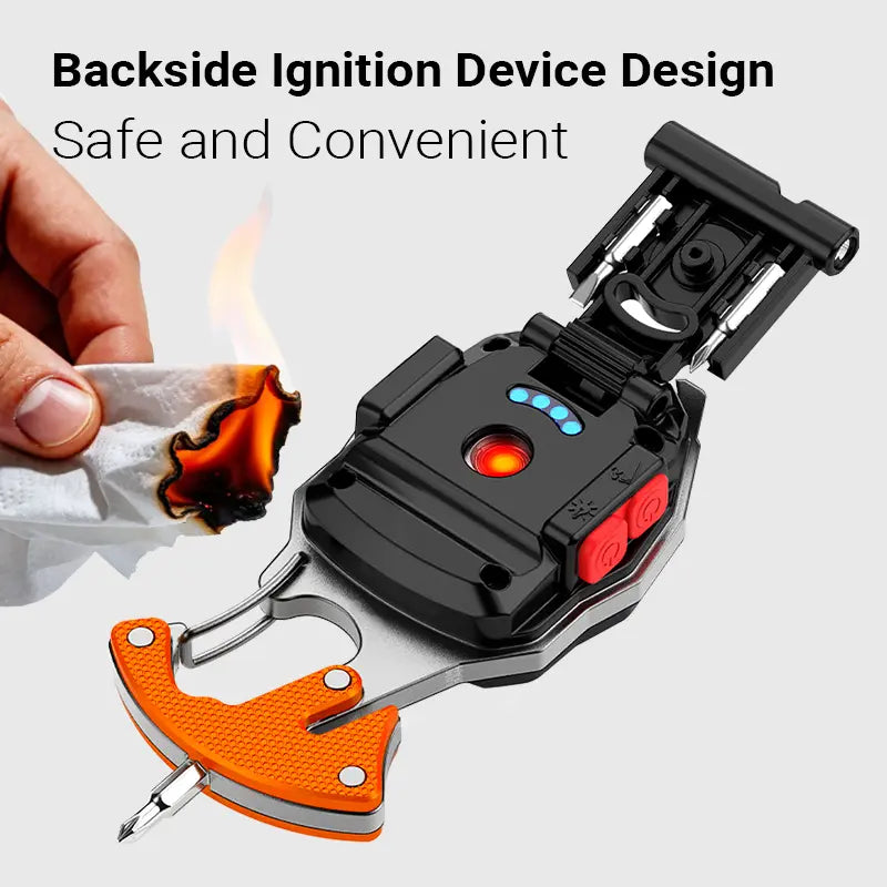 7-In-1 Rechargeable LED Camping Work Light, Magnetic Portable Emergency Flashlight with 6 Light Modes, Safety Cutter, Whistle, Screwdrivers, Bottle Opener & USB-C Fast Charging for Outdoor, Car and Home Use,Emergency Portable Lantern