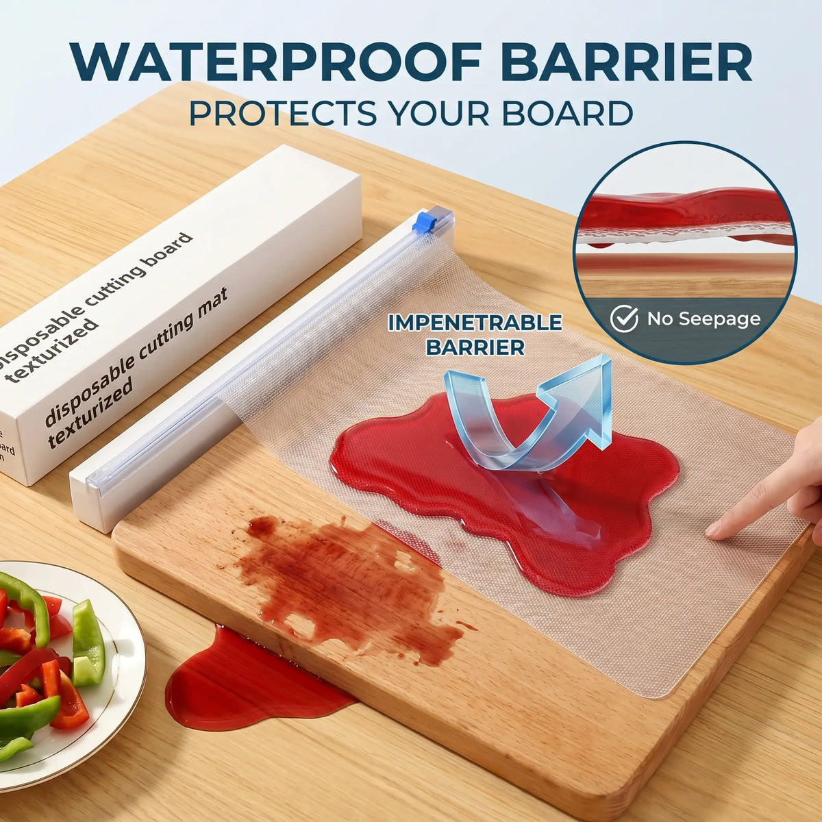 Non-Slip Disposable Cutting Board Mat - Plastic, Sticky, Food Contact Safe, Easy to Clean, Portable for Fruits, Baby Food, Outdoor Use, Chopping Kitchen