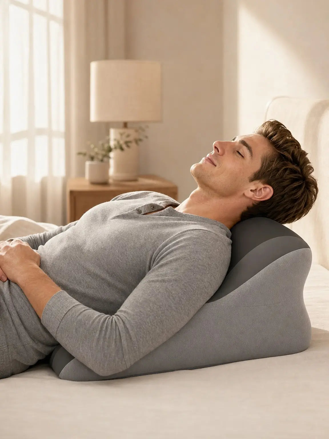 Ergonomic Cooling Fabric Reading Pillow - Premium Memory Foam Supportive Head Cushion, Cervical Neck Pillow for Neck Care, Adjustable Head Rest, Face down Relaxing