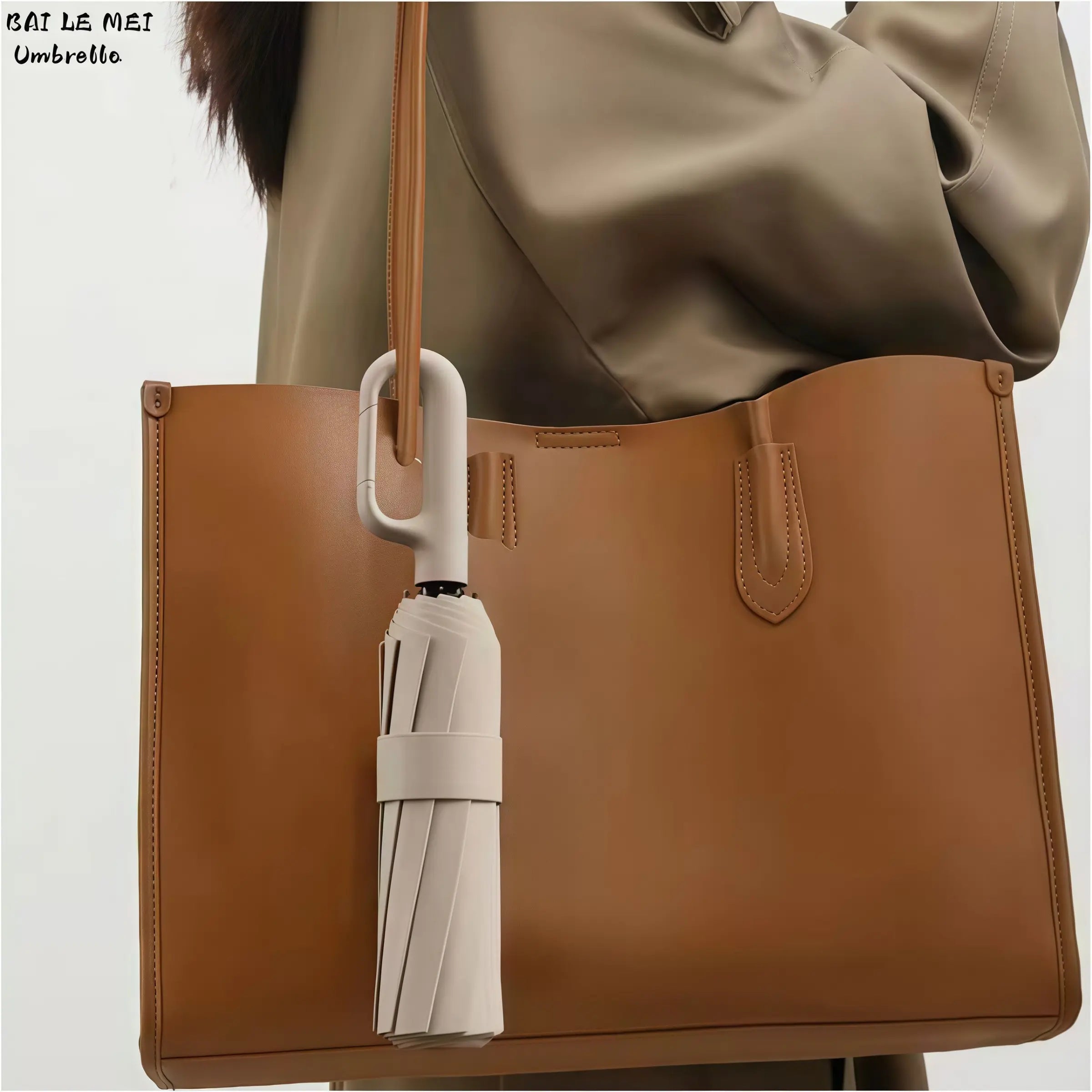 High-End Creative Hook Handle, Automatic Folding Umbrella, Portable, Lightweight Waterproof Umbrella, Reinforced Iron Frame, Essential for Travel, Business & Leisure
