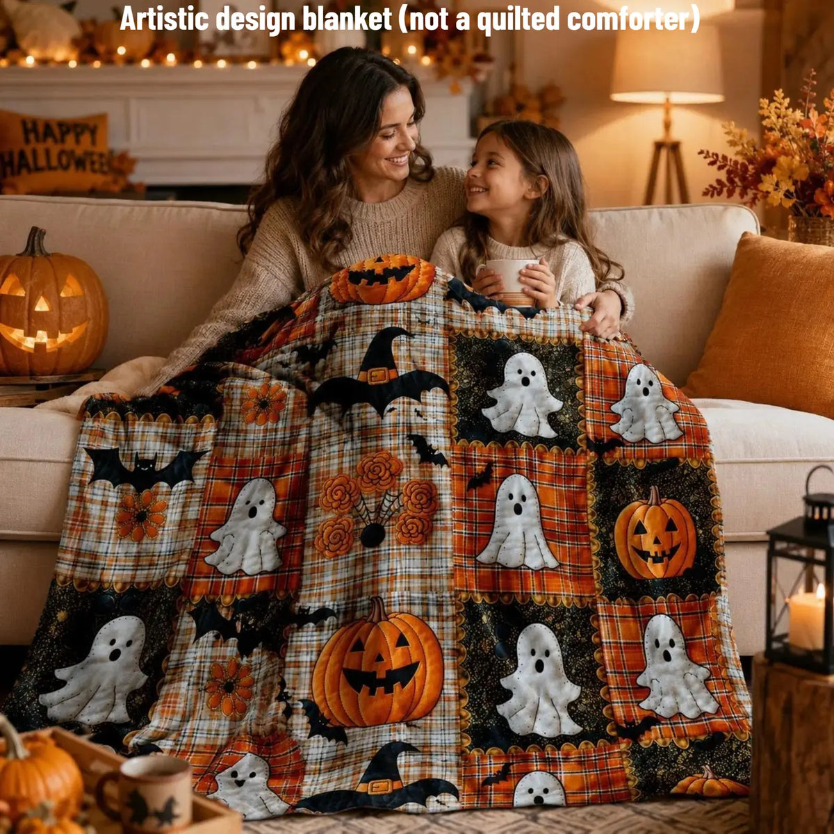 Pumpkin Ghost Bat Blanket