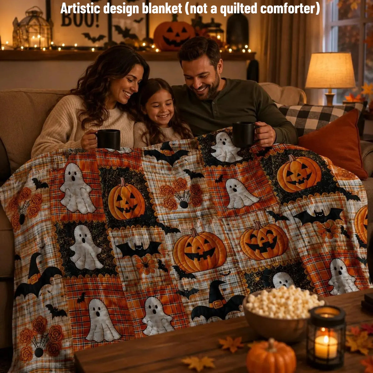 Pumpkin Ghost Bat Blanket