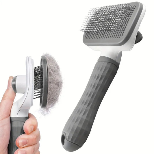 Self-cleaning slicker brush, full product view