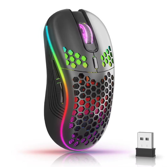 Honeycomb wireless RGB mouse, full product view