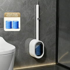 Disposable Toilet Brush Kit with Holder, No-Touch Deep Cleaner for Bathroom, RV & Home, with Built-In Cleaning Agent, Disposable Heads for Hygienic Toilet Cleaning