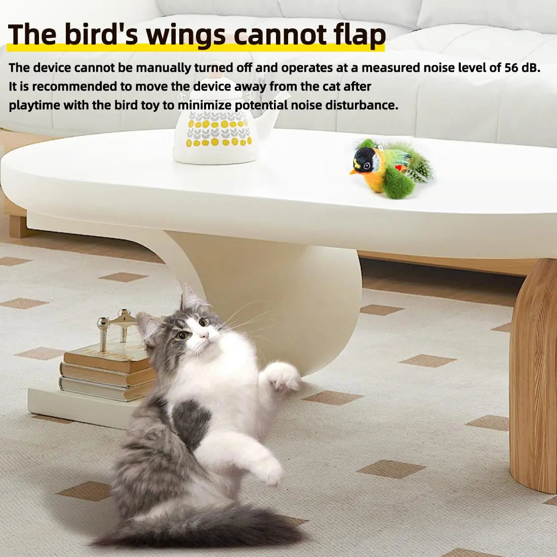 Interactive Cat Toy, Electronic Chirping Bird Cat Toy, Sound & Touch Activated Kitten Teaser with Lifelike Standing Bird Design, Fluffy Feathers, Stress Relief Toy for Indoor Cats, Birthday Gift