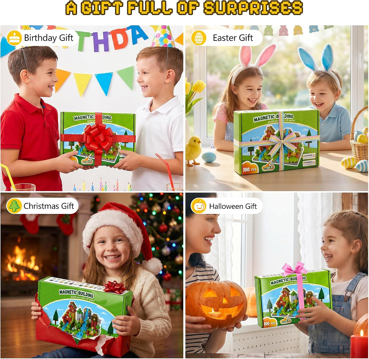 100PCS Magnetic Blocks, Magnetic Building Blocks, 0.78In Magnetic Building