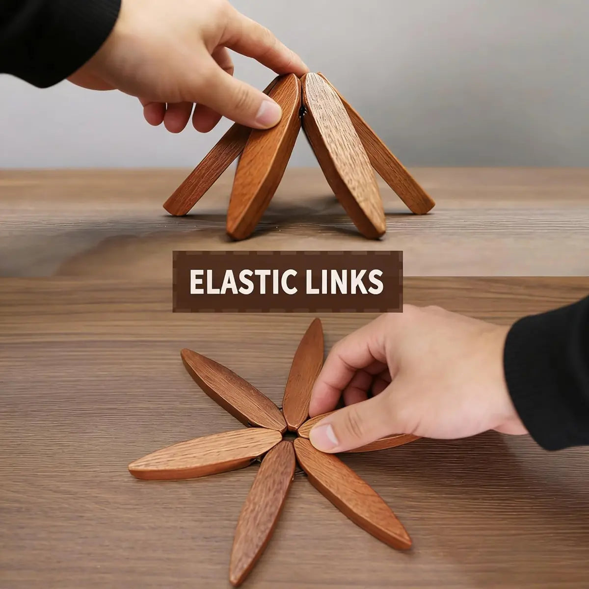 Natural Tree Wooden Trivet Set - 5 Trivets & 1 Stand, Heat-Resistant Foldable Kitchenware, Durable Solid Wood, Home Tree-Shaped Coasters for Hot Dishes, Multi-Functional, Christmas Gift