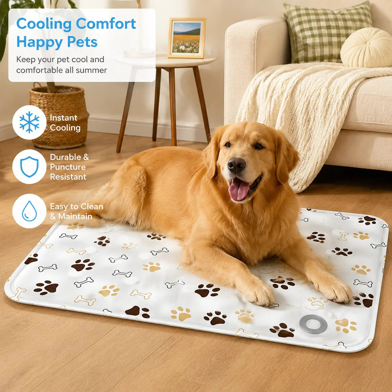 Cooling Dog Mat, Washable Non-Slip Pet Cooling Pad for Crate, Bed, Floor and Car, Small to Large Dogs and Cats