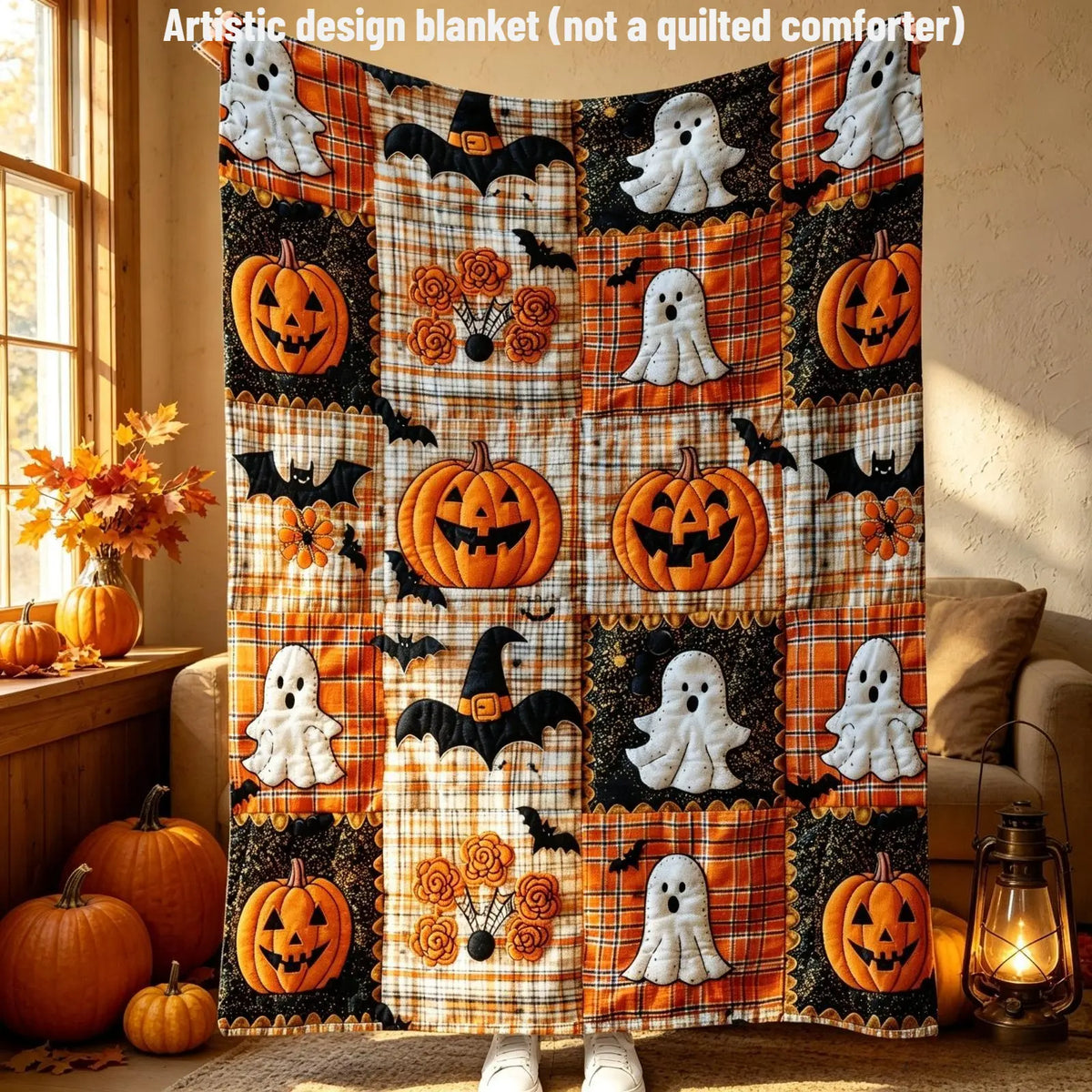 Pumpkin Ghost Bat Blanket