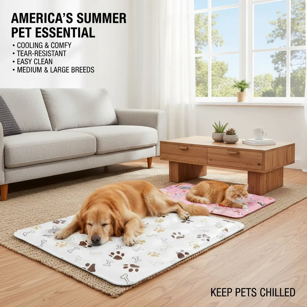 Cooling Dog Mat, Washable Non-Slip Pet Cooling Pad for Crate, Bed, Floor and Car, Small to Large Dogs and Cats