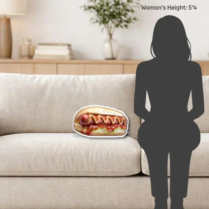 Hotdog Pillow | All about Vibe – Realistic 3D Hot Dog Throw Pillow for Couch & Bed Decor | Ultra-Soft Plush, Funny Foodie Gift, Made in USA