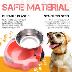 Crate Water Bowl for Dogs & Cats No-Spill Stainless Steel 7.5X7.4X1.7 in Pink