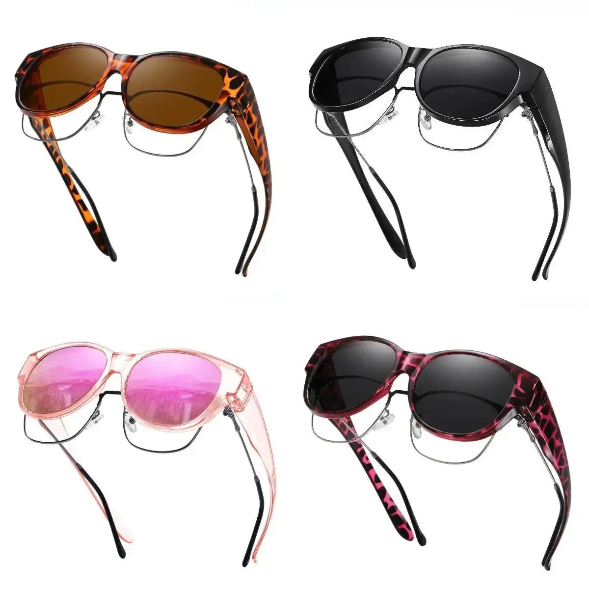 Summerwins 4-Pack Men'S Polarized Fit-Over Outdoor Fashion Sunglasses, Large Frame UV400 Protection, Anti-Glare Driving Shades for Prescription Glasses Wearers, Lightweight Outdoor Eyewear for Travel, Daily Use