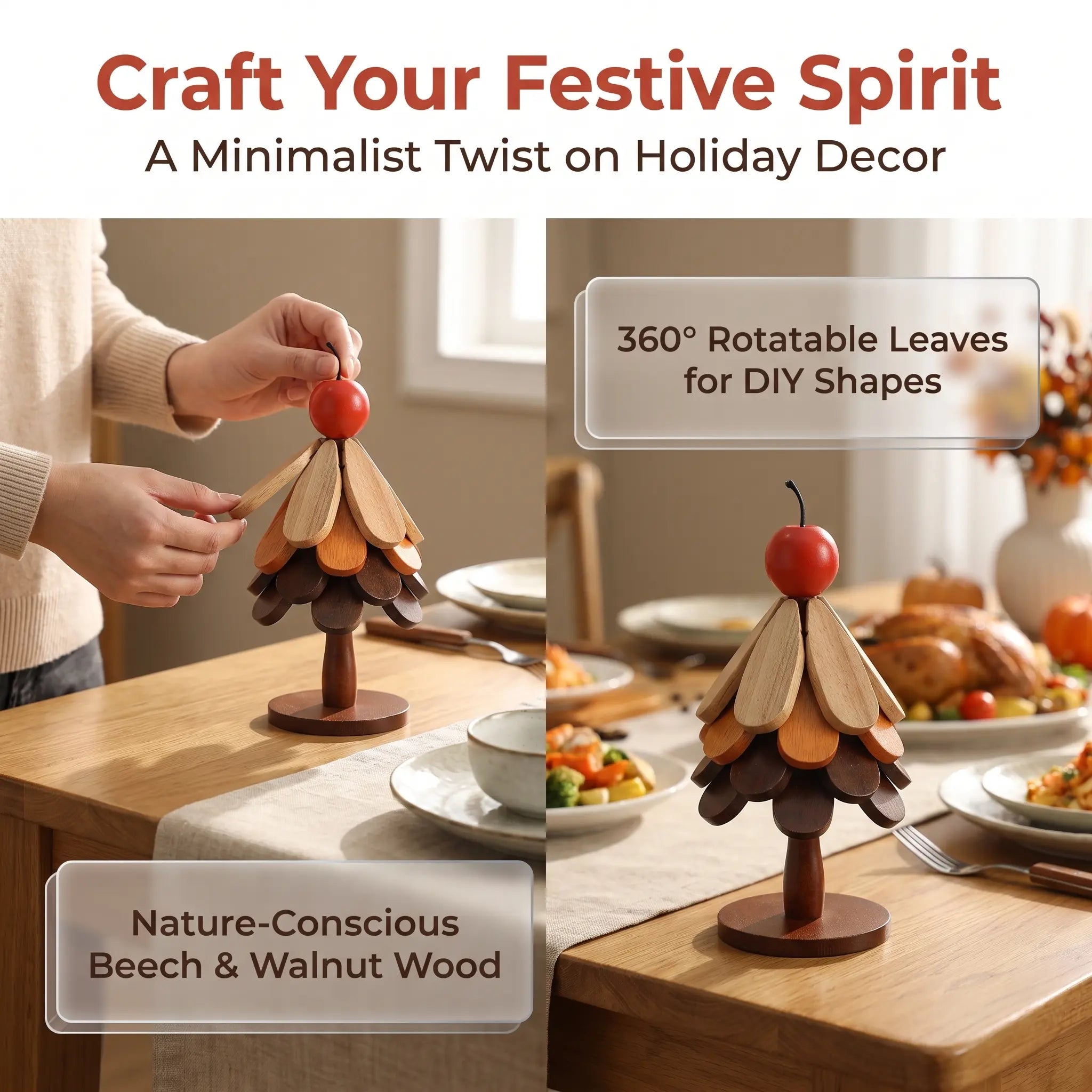 [Dealsforyoudays] Sturdy Solid Wood Kitchen Coasters, Heat Insulation Mats for Mugs & Tableware, Rustic Table Decor, Ideal Festival Gift,Home Essentials