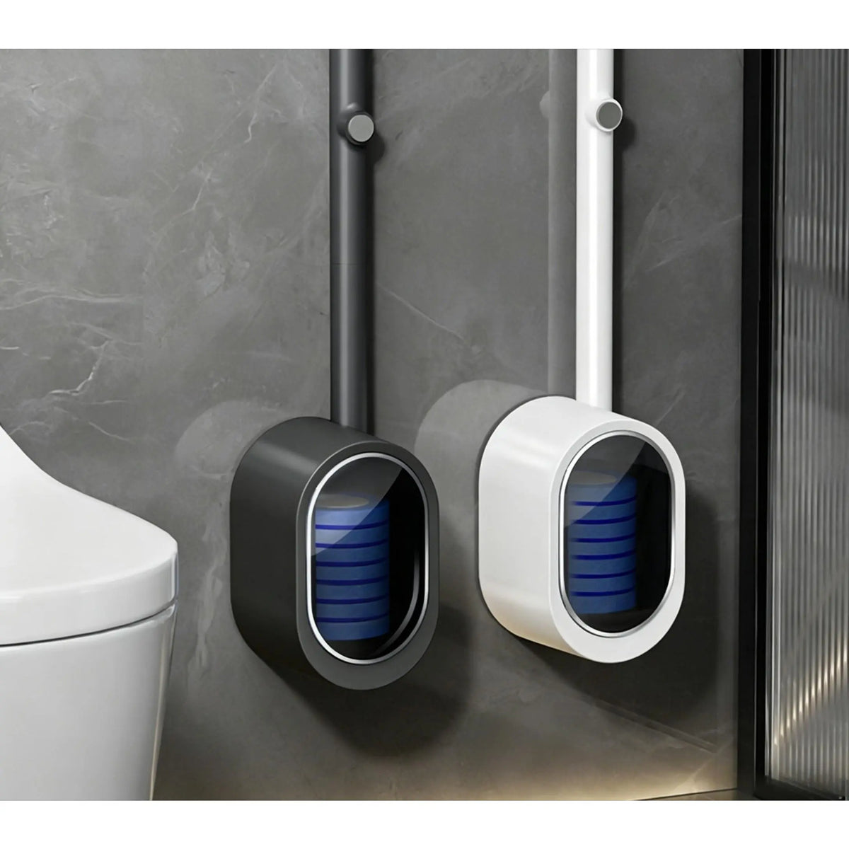 Disposable Toilet Brush Kit with Holder, No-Touch Deep Cleaner for Bathroom, RV & Home, with Built-In Cleaning Agent, Disposable Heads for Hygienic Toilet Cleaning