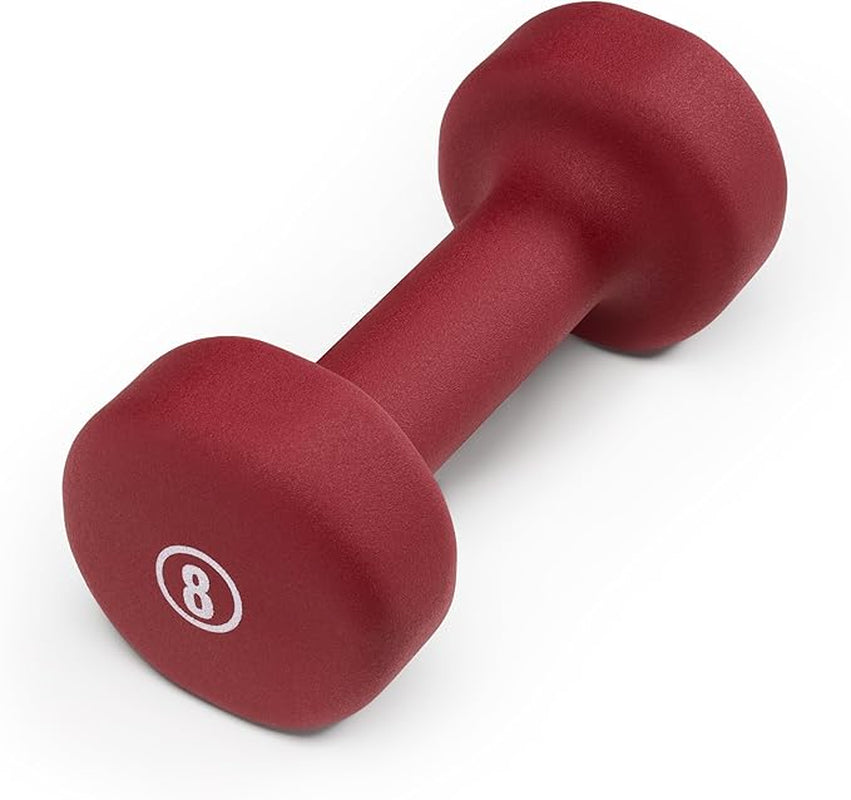 Red dumbbell with a number 8 on a white background