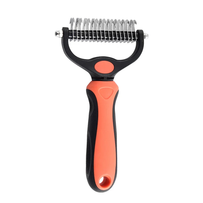 Double-sided pet dematting comb, full product view