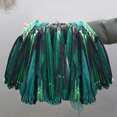 Durable Foldable 6/8/10 Holes Fishing Net Green Hand Fishing Net Nylon 40~82cm Crayfish Shrimp Catcher