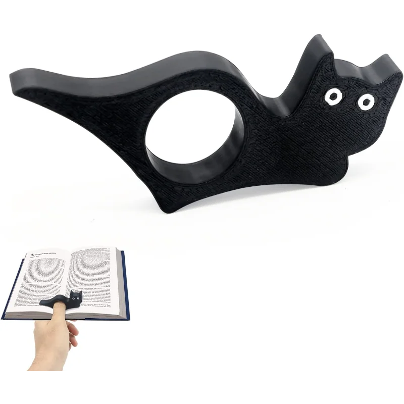 Black Cat Thumb Bookmark - Lightweight Plastic Reading Accessory for Book Lovers, One-Handed Page Holder, A Gift for Readers