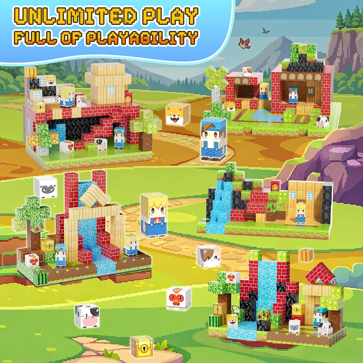 100PCS Magnetic Blocks, Magnetic Building Blocks, 0.78In Magnetic Building