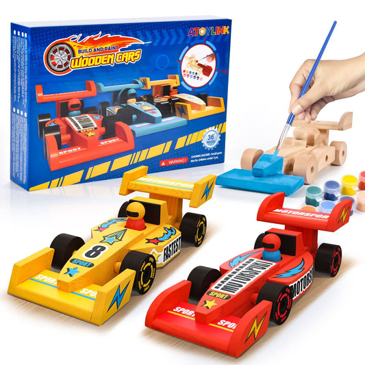 DIY Wooden Cars Crafts for Kids Easy Assemble & Paint