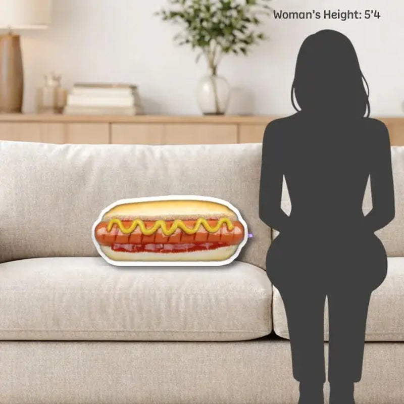 Hotdog Pillow | All about Vibe – Realistic 3D Hot Dog Throw Pillow for Couch & Bed Decor | Ultra-Soft Plush, Funny Foodie Gift, Made in USA
