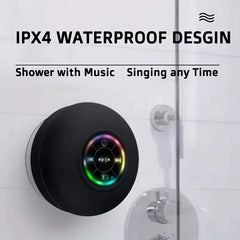 Waterproof Bluetooth Shower Speaker — Suction Cup, LED, Portable