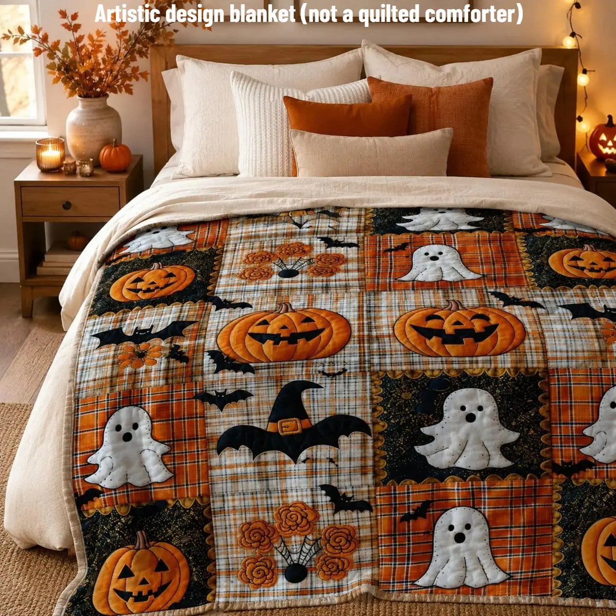 Pumpkin Ghost Bat Blanket