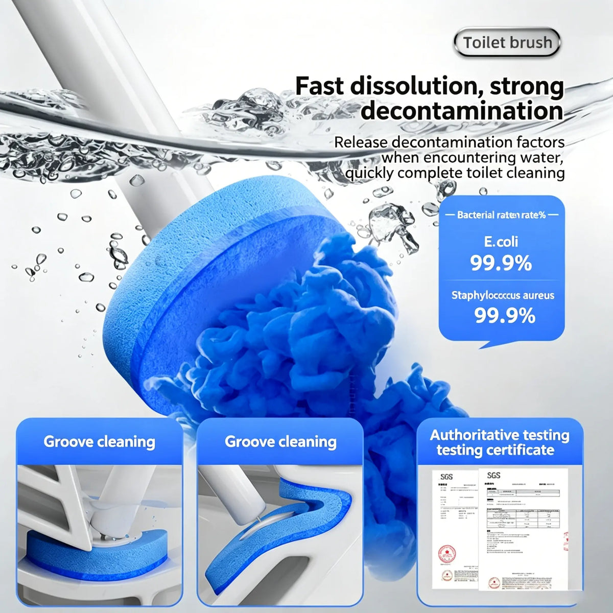 Disposable Toilet Brush Kit with Holder, No-Touch Deep Cleaner for Bathroom, RV & Home, with Built-In Cleaning Agent, Disposable Heads for Hygienic Toilet Cleaning
