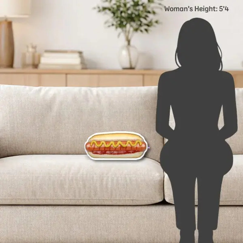 Hotdog Pillow | All about Vibe – Realistic 3D Hot Dog Throw Pillow for Couch & Bed Decor | Ultra-Soft Plush, Funny Foodie Gift, Made in USA