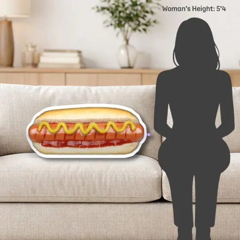 Hotdog Pillow | All about Vibe – Realistic 3D Hot Dog Throw Pillow for Couch & Bed Decor | Ultra-Soft Plush, Funny Foodie Gift, Made in USA