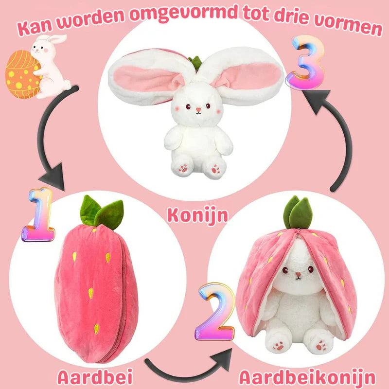 Strawberrybunny – Aardbei & Wortel Veranderbare Plysch Kanin