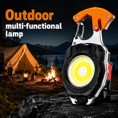 7-In-1 Rechargeable LED Camping Work Light, Magnetic Portable Emergency Flashlight with 6 Light Modes, Safety Cutter, Whistle, Screwdrivers, Bottle Opener & USB-C Fast Charging for Outdoor, Car and Home Use,Emergency Portable Lantern