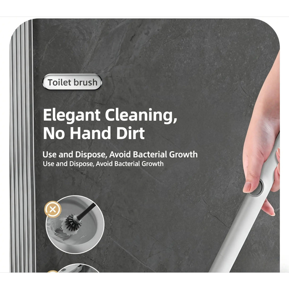 Disposable Toilet Brush Kit with Holder, No-Touch Deep Cleaner for Bathroom, RV & Home, with Built-In Cleaning Agent, Disposable Heads for Hygienic Toilet Cleaning