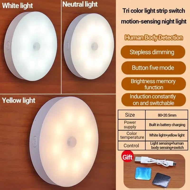 3/6 Pack Motion Sensored LED Puck Lights AA Battery or USB Operated, Closet Lights Motion Sensored for Kitchen, Shelf, Dimmable & Magnetic, 3000K Warm White