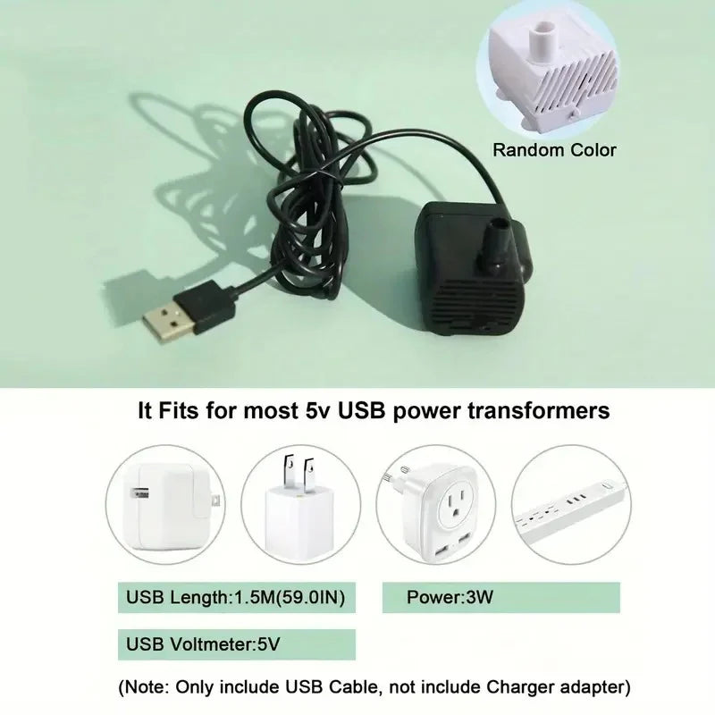 USB cable with power adapter on a light green background