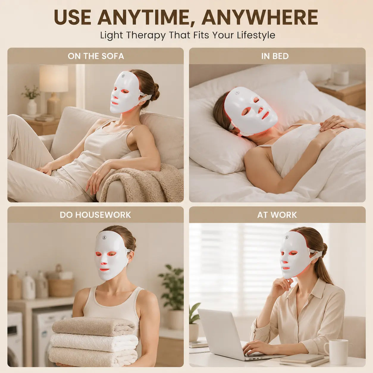 Red Light Therapy Mask for Face, 7 Color LED Light Therapy Mask, Wireless Charging Facial Skincare Device, Anti-Aging & Skin Rejuvenation, Beauty Gift for Women