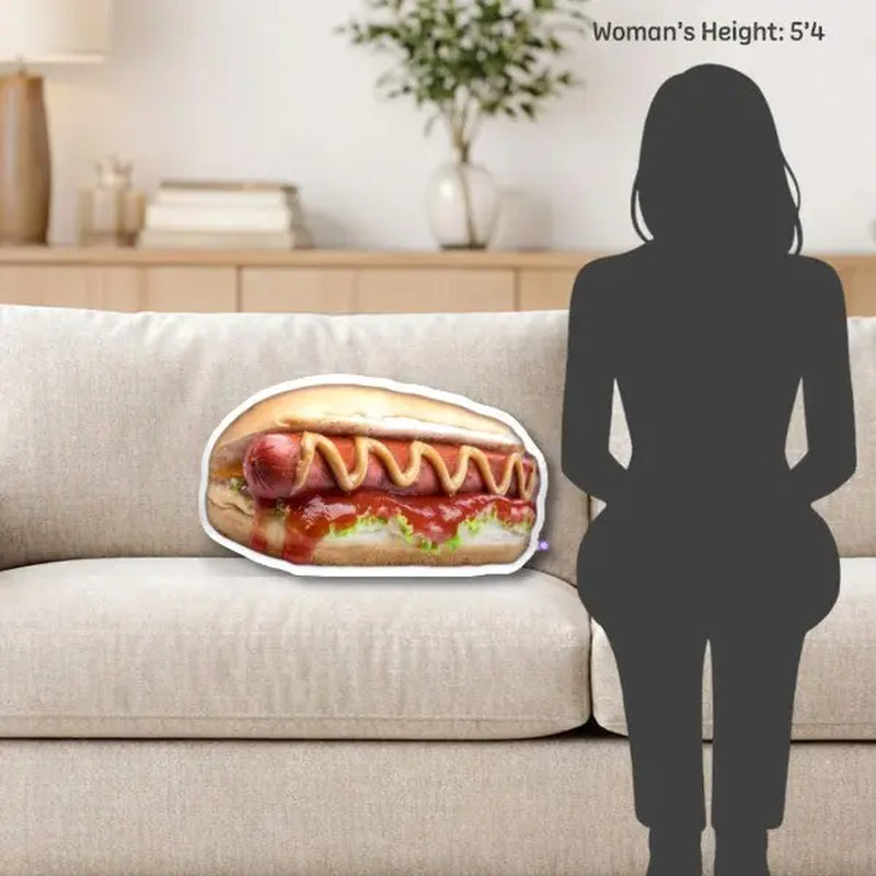 Hotdog Pillow | All about Vibe – Realistic 3D Hot Dog Throw Pillow for Couch & Bed Decor | Ultra-Soft Plush, Funny Foodie Gift, Made in USA