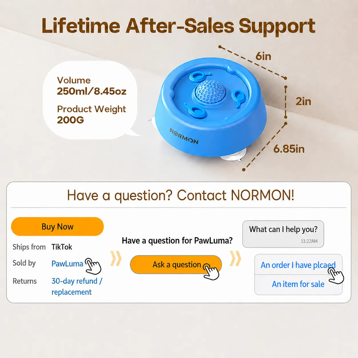 Normon Slow Feeder Dog Bowl with Suction Base, No-Spill Dog Lick Bowl for Bone Broth, Yogurt & Liquid Treats, Rolling Ball Pet Feeding Bowl for Puppies, Small Medium Large Dogs